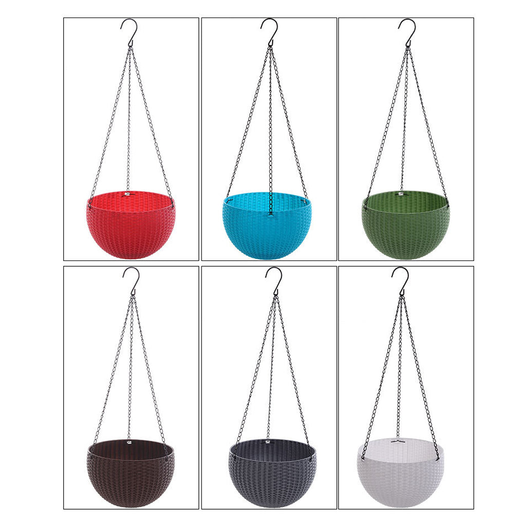 Hanging Basket Rattan Flower Pot Self-watering Art Planter Plastic Resin Planting Tool Garden Supplies