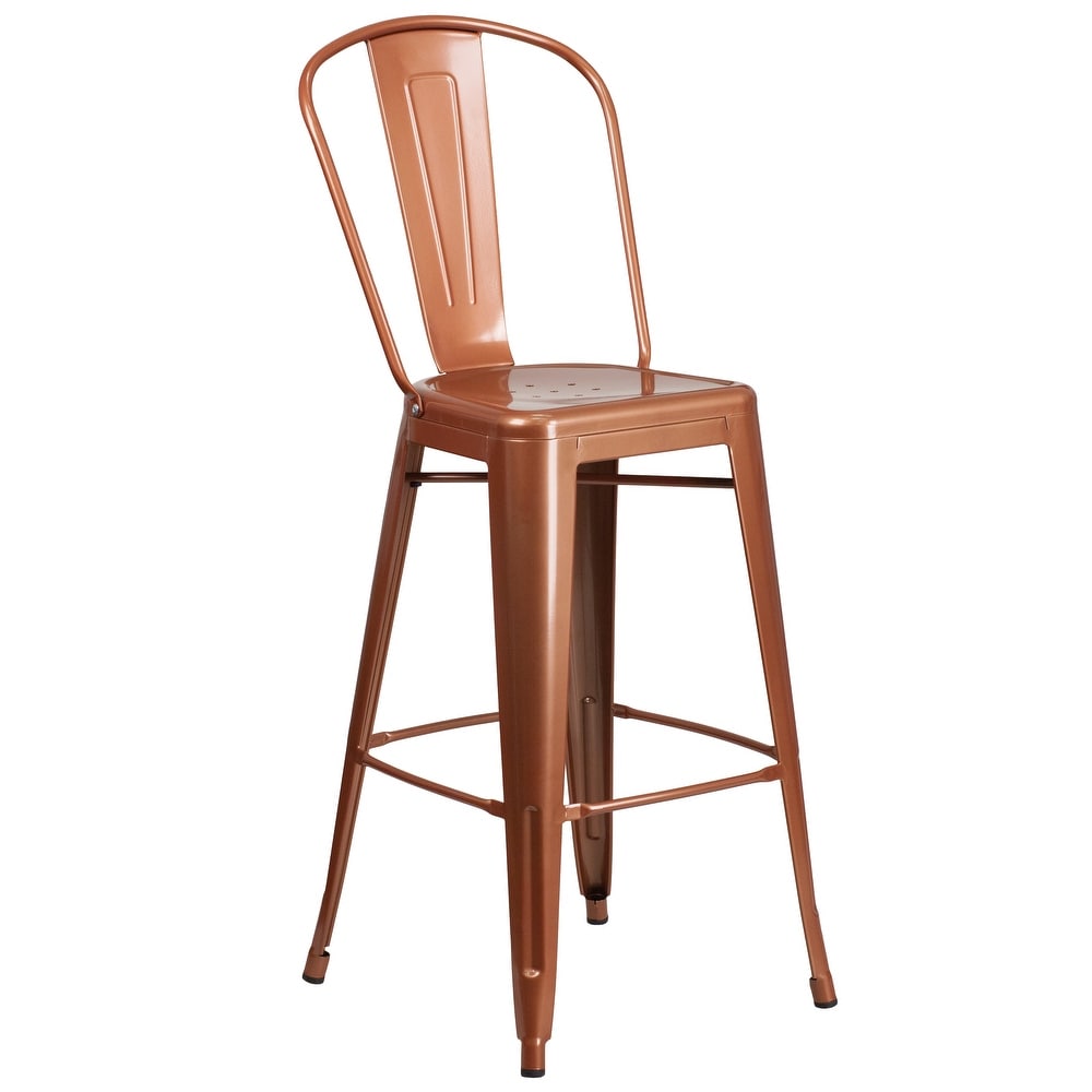 30'' High Metal Indoor Outdoor Barstool with Back   18\