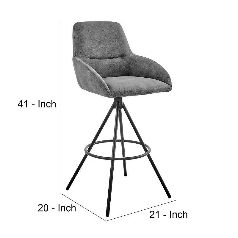 30 Inch Foam Cushioned Bar Stool， Black and Charcoal