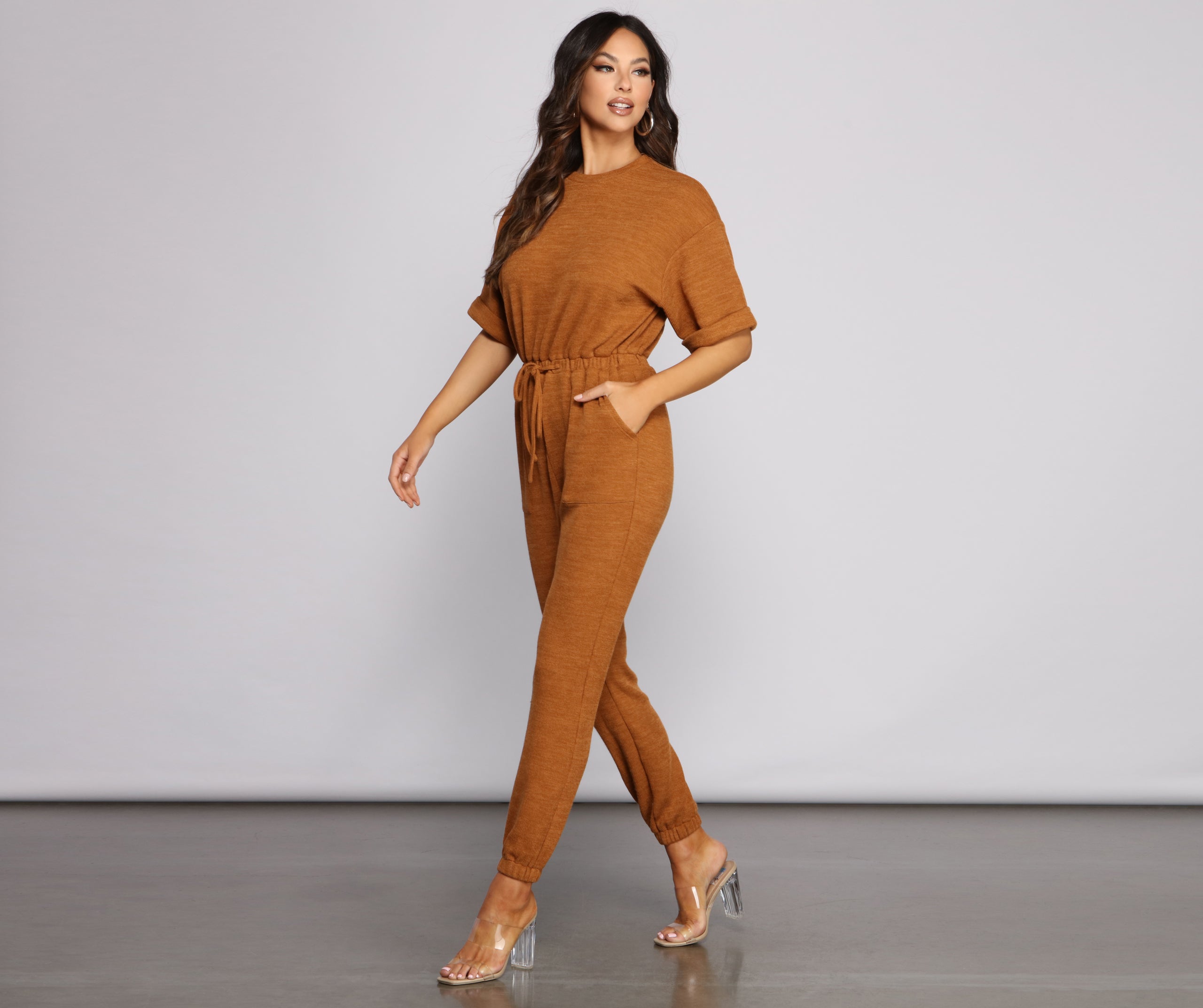 Comfy Vibes Ribbed Knit Jogger Jumpsuit