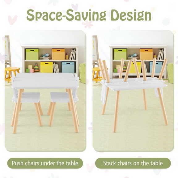 Costway 57386421 3 Pieces Kids Table and Chairs Se...