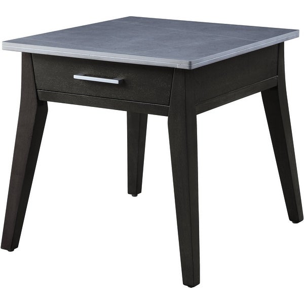 ACME Zemocryss End Table in Marble and Dark Brown Finish