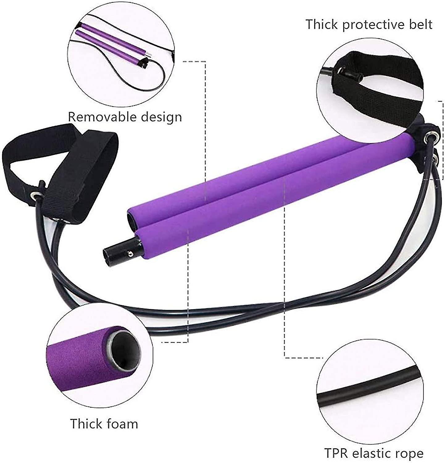 Portable Pilates Bar Kit With Resistance Band Yoga Pilates Stick， Exercise Toning Bar With Foot