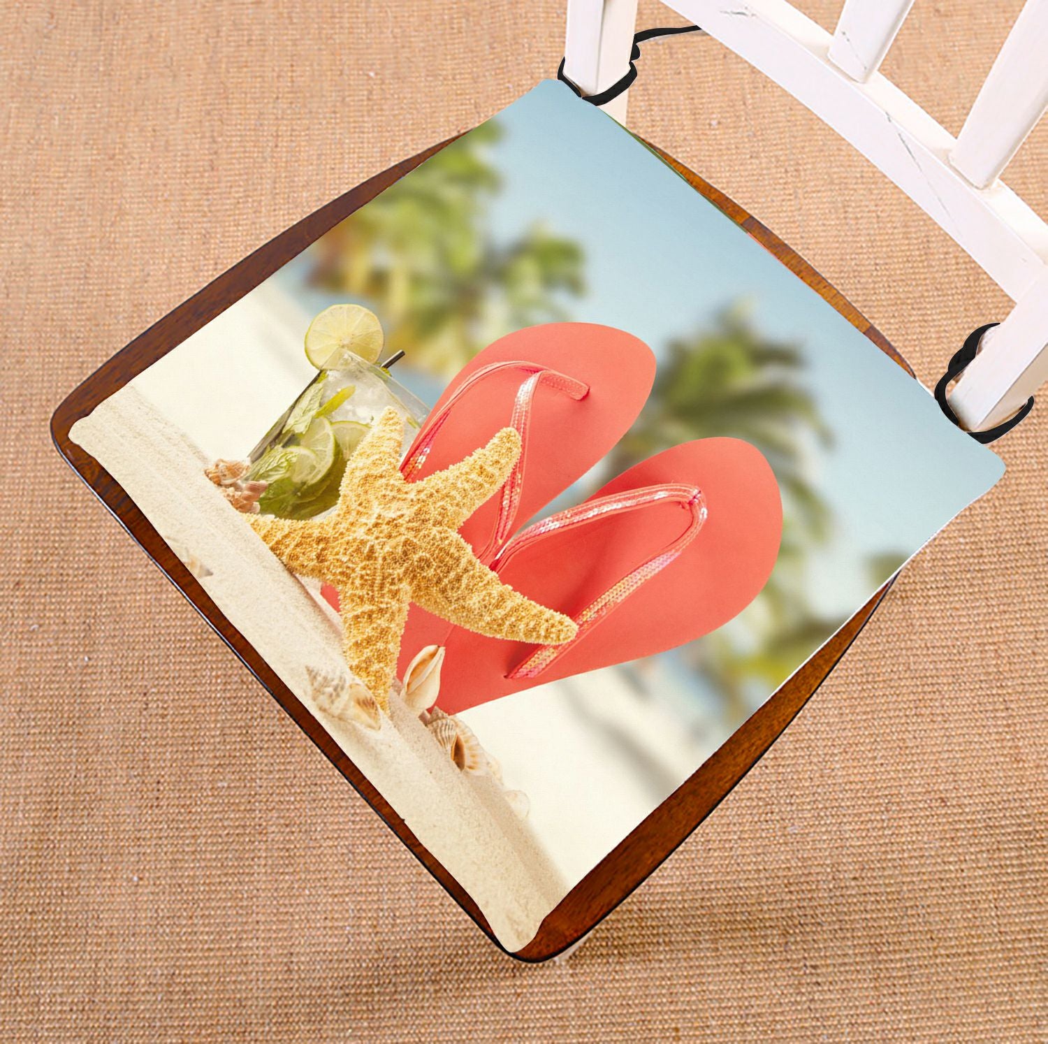 ZKGK Beach Flip Flops Seat Pad Seat Cushion Chair Cushion Floor Cushion Two Sides 16x16 Inches