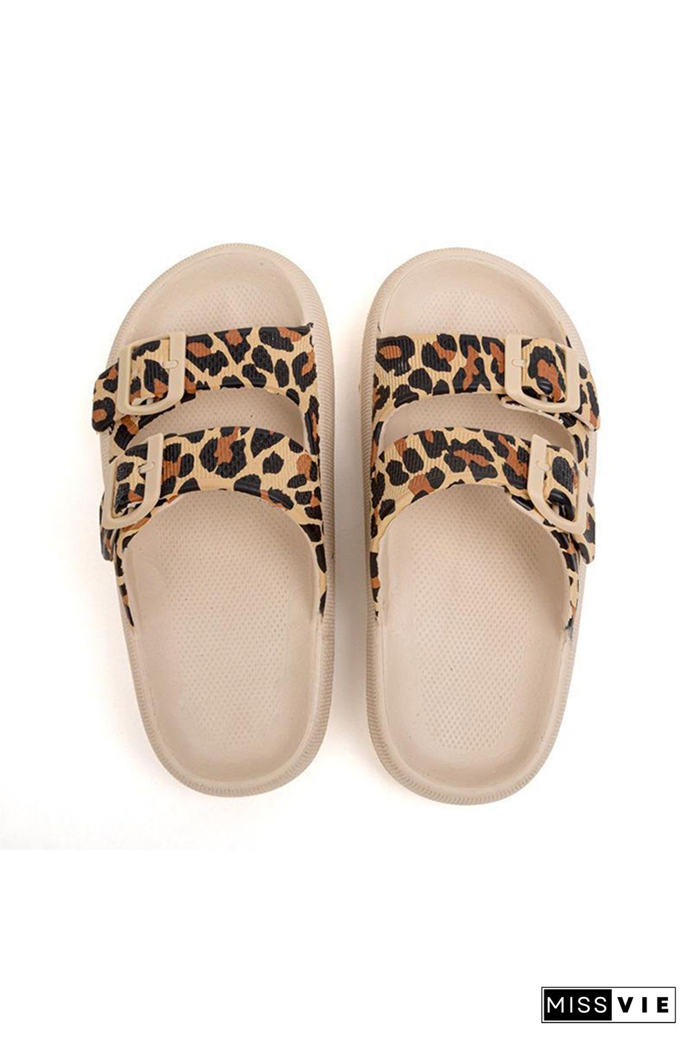 Leopard Print Buckle Strap Slippers