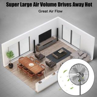 Aoibox Adjustable-Height 16 in. Black Oscillating 3 Adjustable Speed Energy Save Pedestal Stand Fan for Indoor Office  Dorm HDDB866-BK