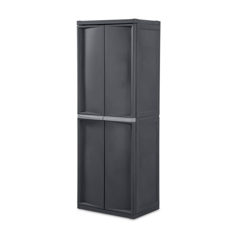 Sterilite Adjustable 4-Shelf Gray Storage Cabinet with Doors 01423V01-WMT