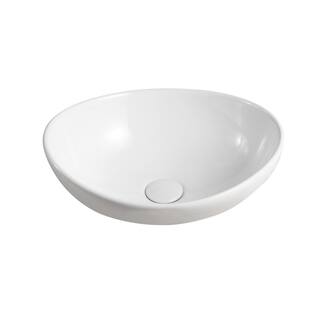 Elanti Oval Vessel Bathroom Sink in White EC9838