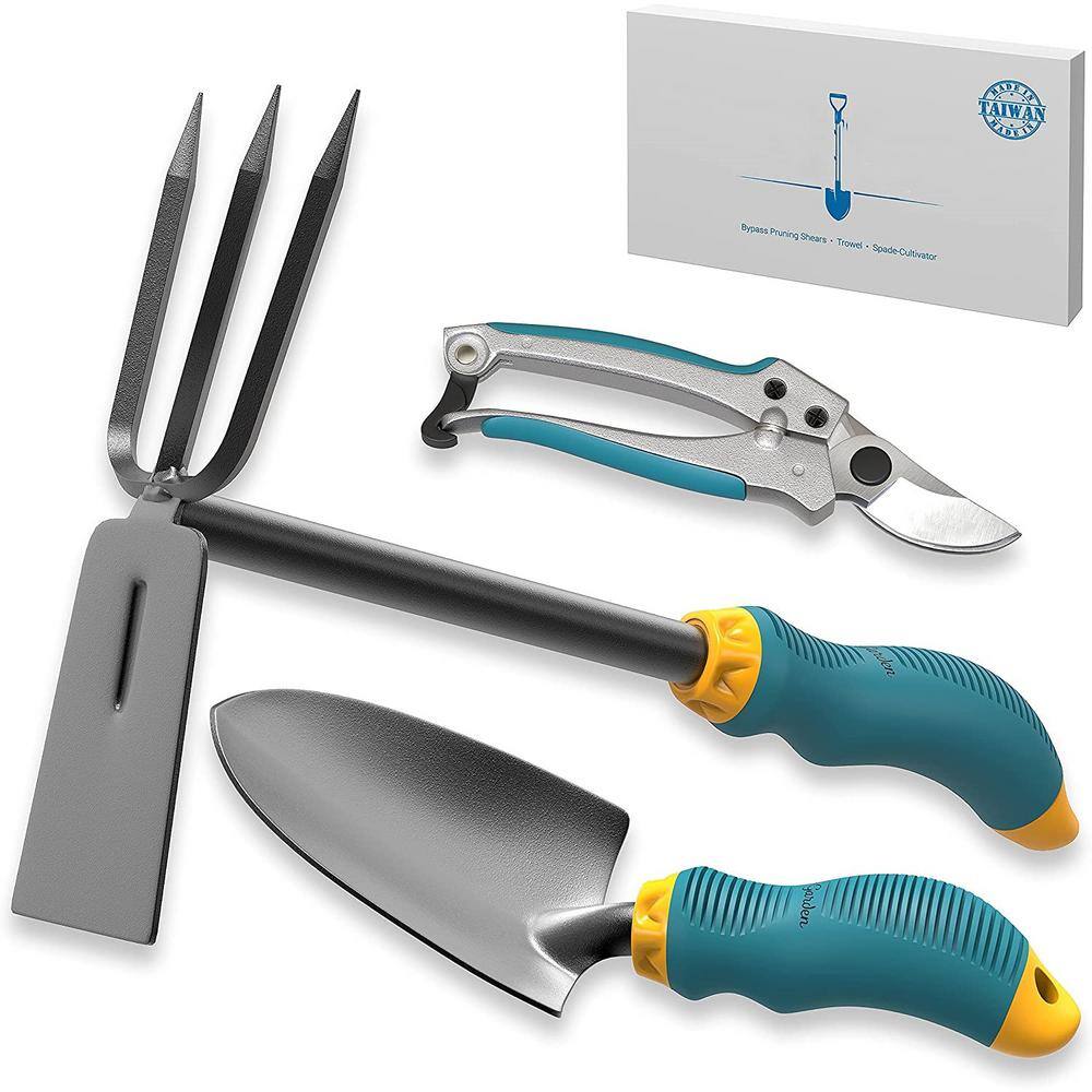 3-Piece Heavy-Duty gold steel gardening tool set Garden Tool Set B08RC4X99M