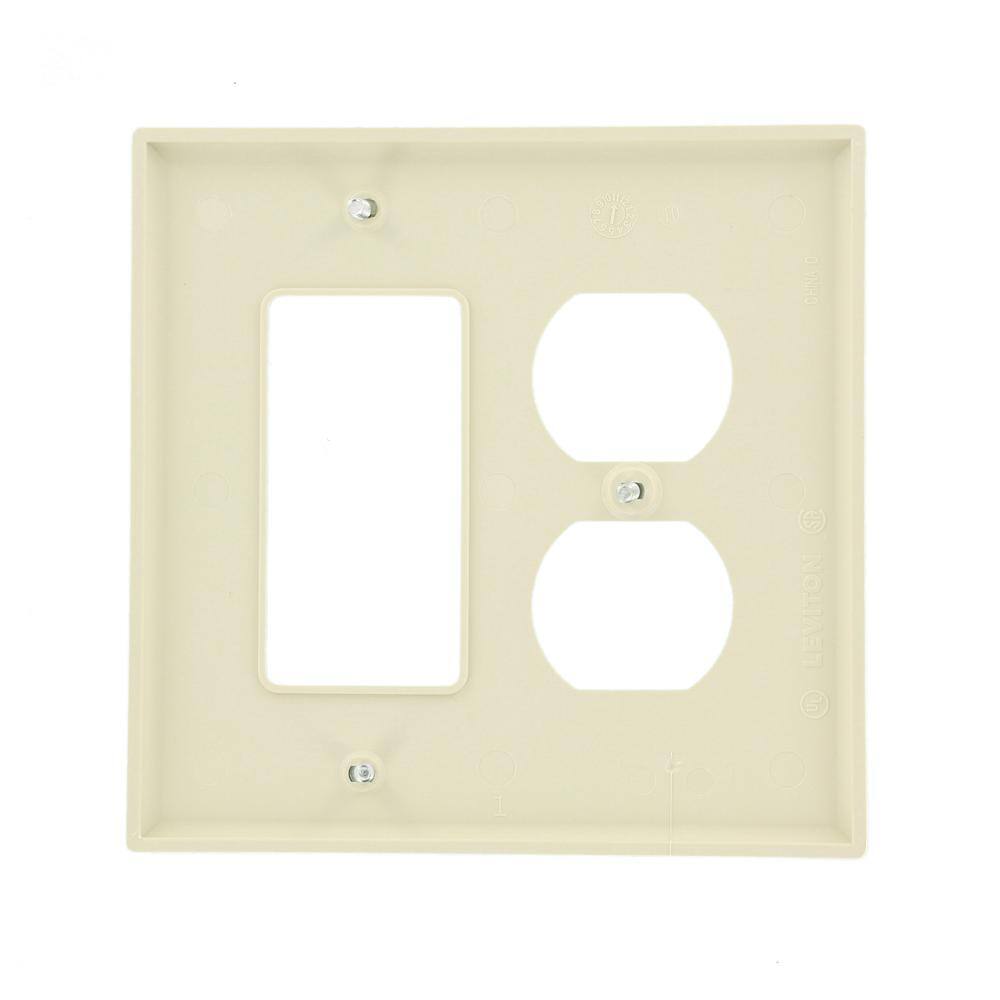 Leviton Decora 2-Gang Midway 1-Duplex Outlet Combination Nylon Wall Plate Light Almond R56-PJ826-00T