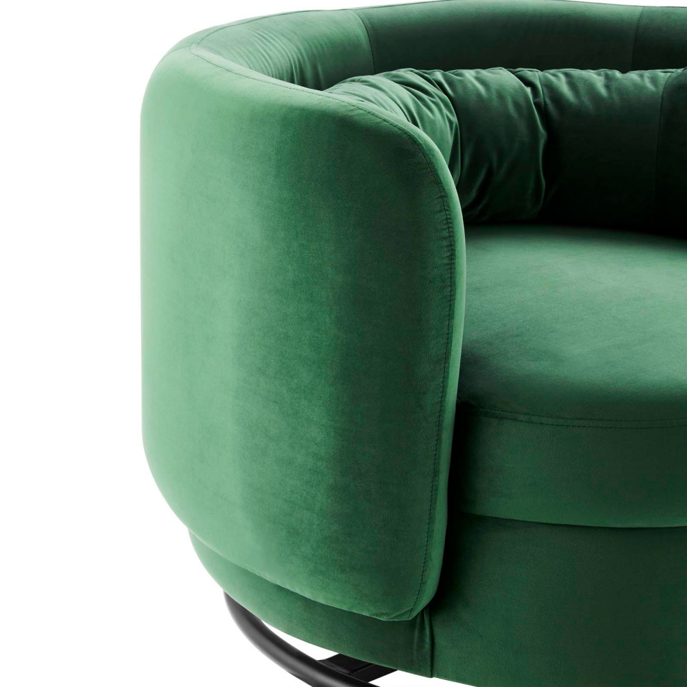 Relish Performance Velvet Performance Velvet Swivel Chair  Black Emerald   Contemporary   Armchairs And Accent Chairs   by Homesquare  Houzz