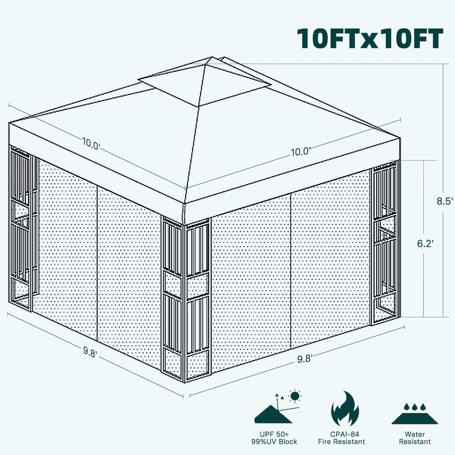 10x10 Ft Patio Gazebo with Mesh Netting Outdoor Canopy for Backyard, Garden, Pool-Side, Beige