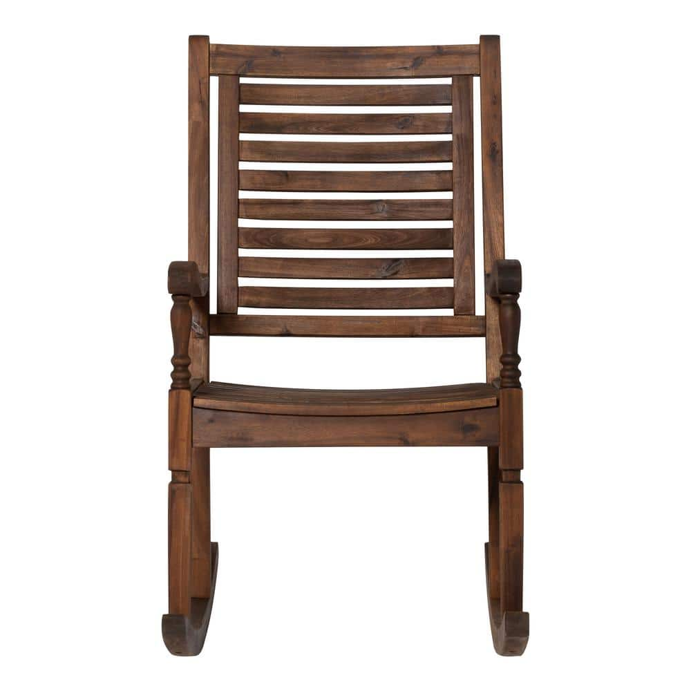 Walker Edison Furniture Company Boardwalk Dark Brown Acacia Wood Outdoor Rocking Chair HDWRCDB