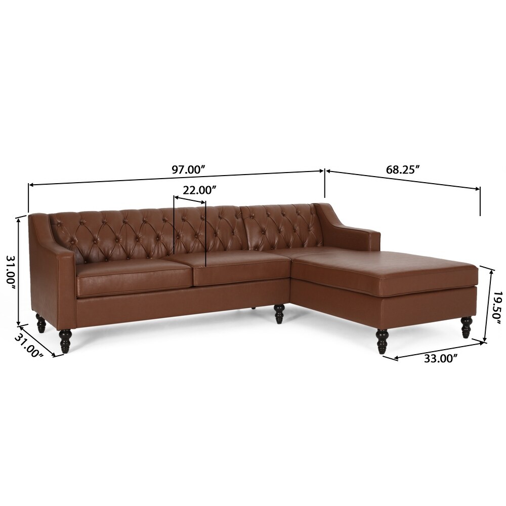 Furman Contemporary Tufted Chaise Sectional by Christopher Knight Home