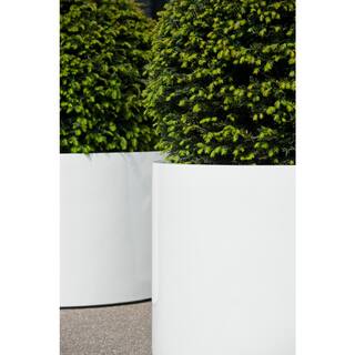 PotteryPots 16.9 in. Tall Glossy White Max Medium Fiberstone Indoor Outdoor Modern Round Planter E1014-43-W