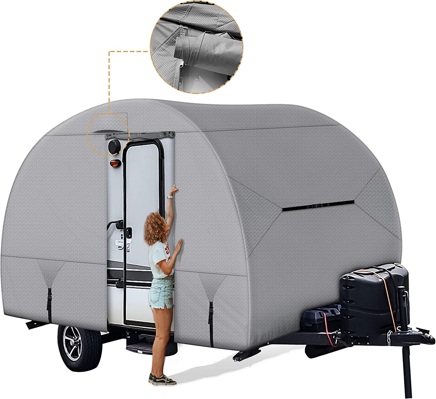 Leader Accessories Travel Trailer Storage Cover R-pod Cover RV Cover， Fits RP-151 (Model 1- Up to 13'7