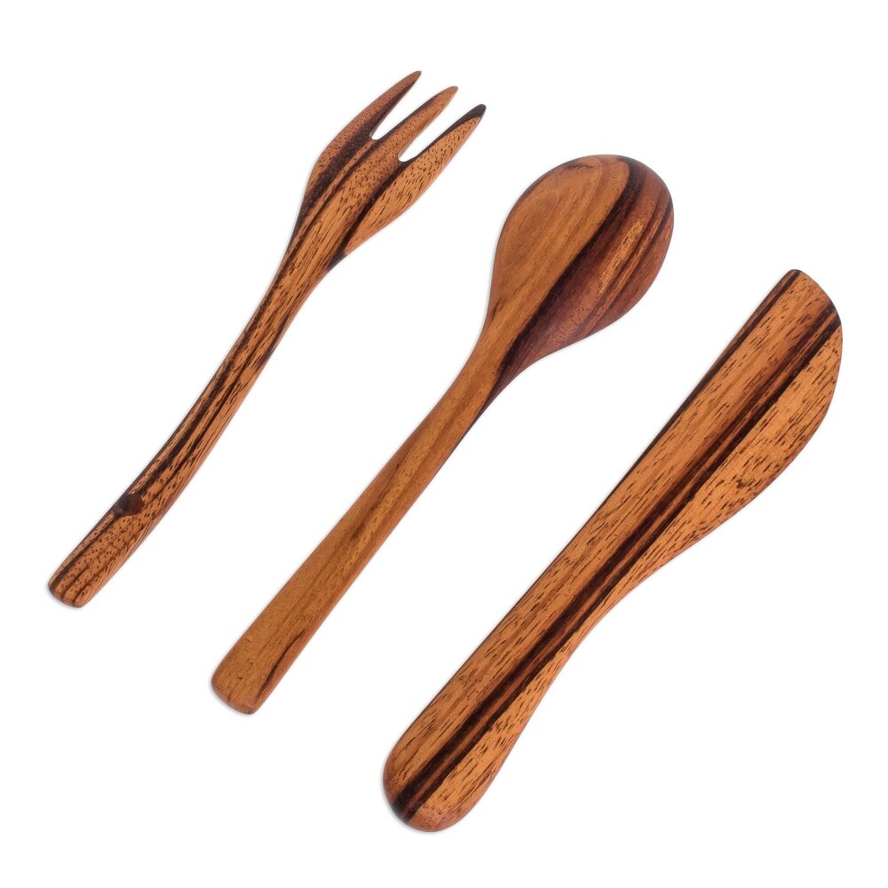 Novica Handmade Dining Out Wood Flatware Set (3 Pieces)