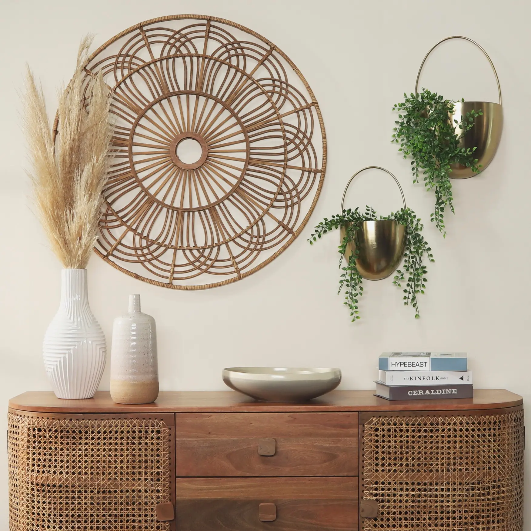 36 Inch Round Brown Wicker Wall Accessory