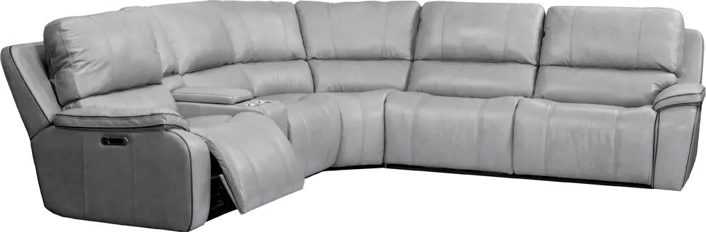 Harry Mist Light Gray 6 Piece Power Reclining Sectional Sofa