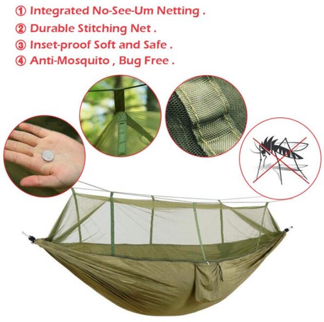 AYAMAYA Camping Hammock with Mosquito Net - 2 Person Portable Nylon Hammock Tent for Indoor Backpacking Hiking Travel Backyard Beach