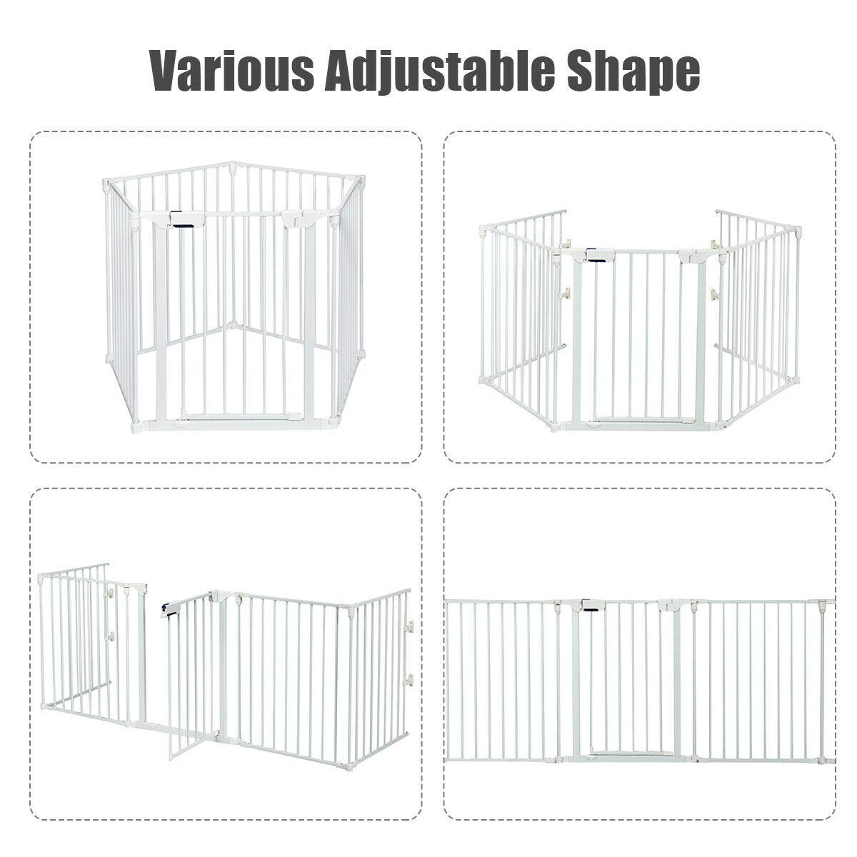 Costzon Baby Safety Gate, 115 Inch Length 5 Panel Adjustable Wide Fireplace Fence