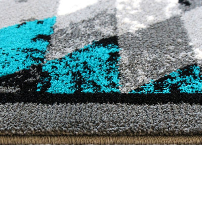 Masada Rugs Masada Rugs Stephanie Collection 4'x5' Area Rug with Distressed Southwest Native American Design 1106 in Turquoise， Gray， Black and White