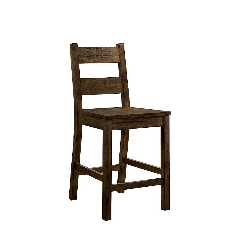 Rustic Style Solid Wood Counter Height Side Chair， Brown， Pack of Two