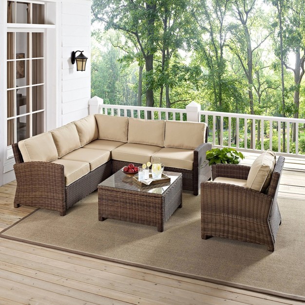 Bradenton 5pc Outdoor Wicker Sectional Set Crosley