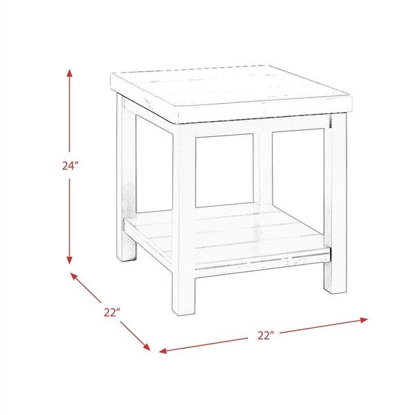 Evie White Marble Square End Table