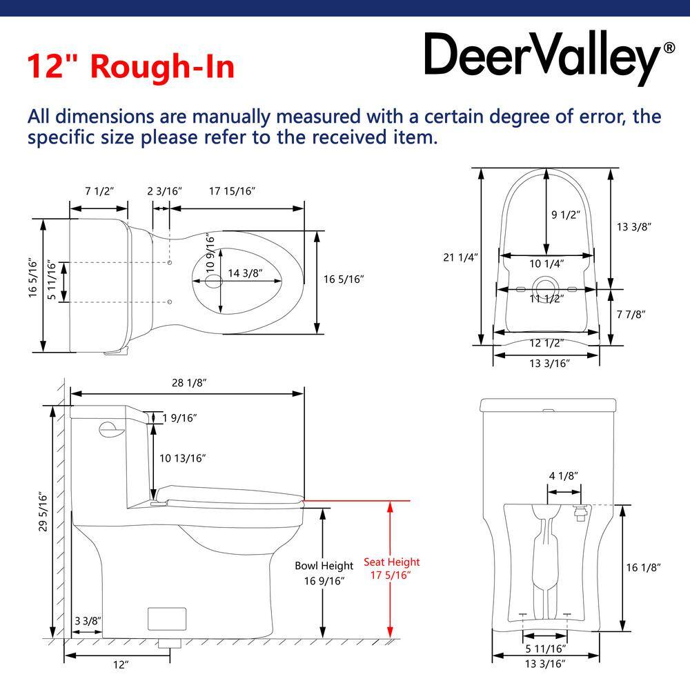 DEERVALLEY DeerValley Apex 12 in. Rough in Size 1-Piece 1.28 GPF Single Flush Elongated Toilet in White Seat Included DV-1F52828