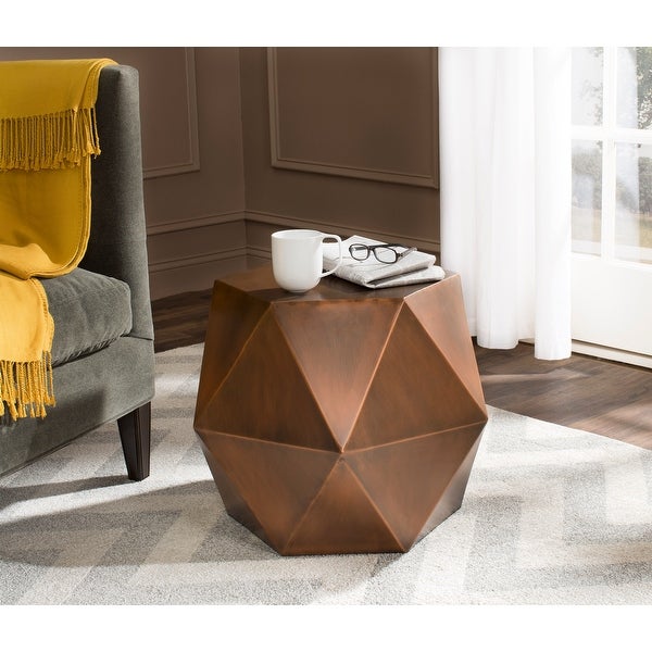 SAFAVIEH Astrid Copper Faceted Side Table - 21