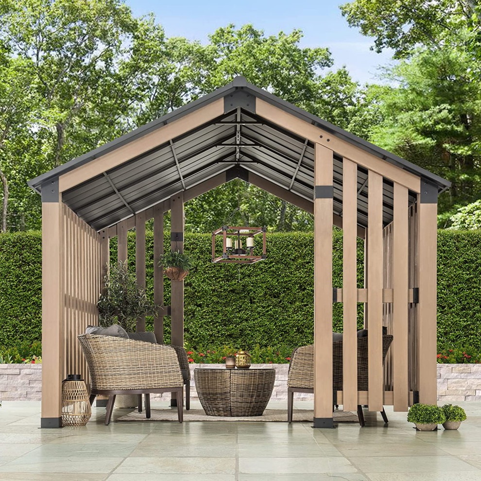 SummerCove 11  x27x11  x27Sienna Cedar Wood Framed Hot Tub Gazebo   Modern   Gazebos   by Golden Bull Marketing  LLC  Houzz