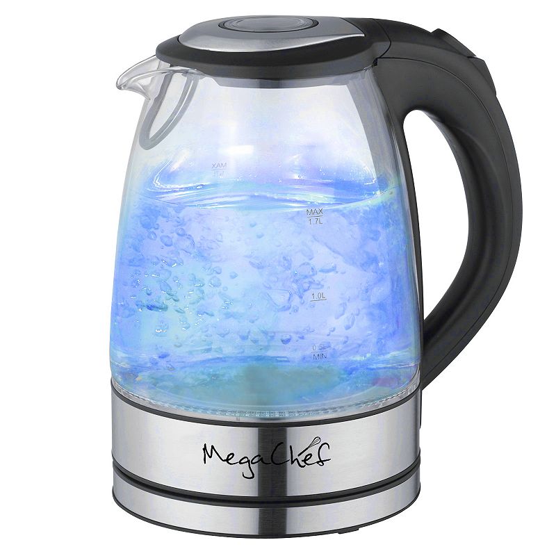 MegaChef 1.7-Liter Glass and Stainless Steel Electric Tea Kettle