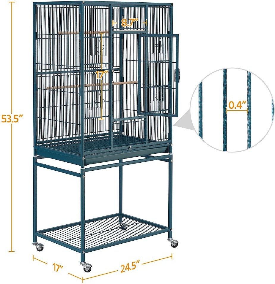 Yaheetech 54-in Rolling Metal Large Parrot Cage Mobile Bird Cage with Detachable Stand