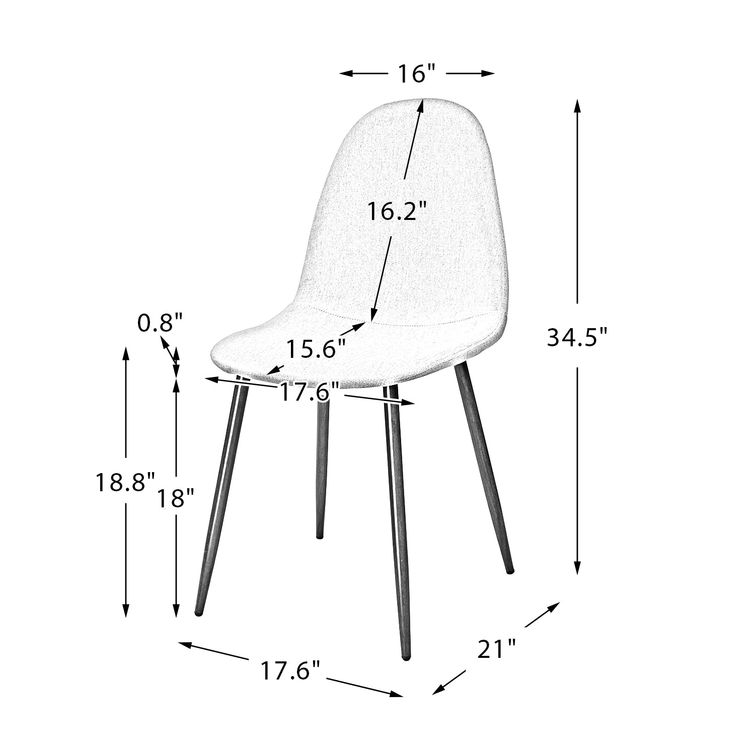 14 Karat Home Contemporary Upholstery Dining Table Chairs Metal Legs Living Room Set of 4 Mustard