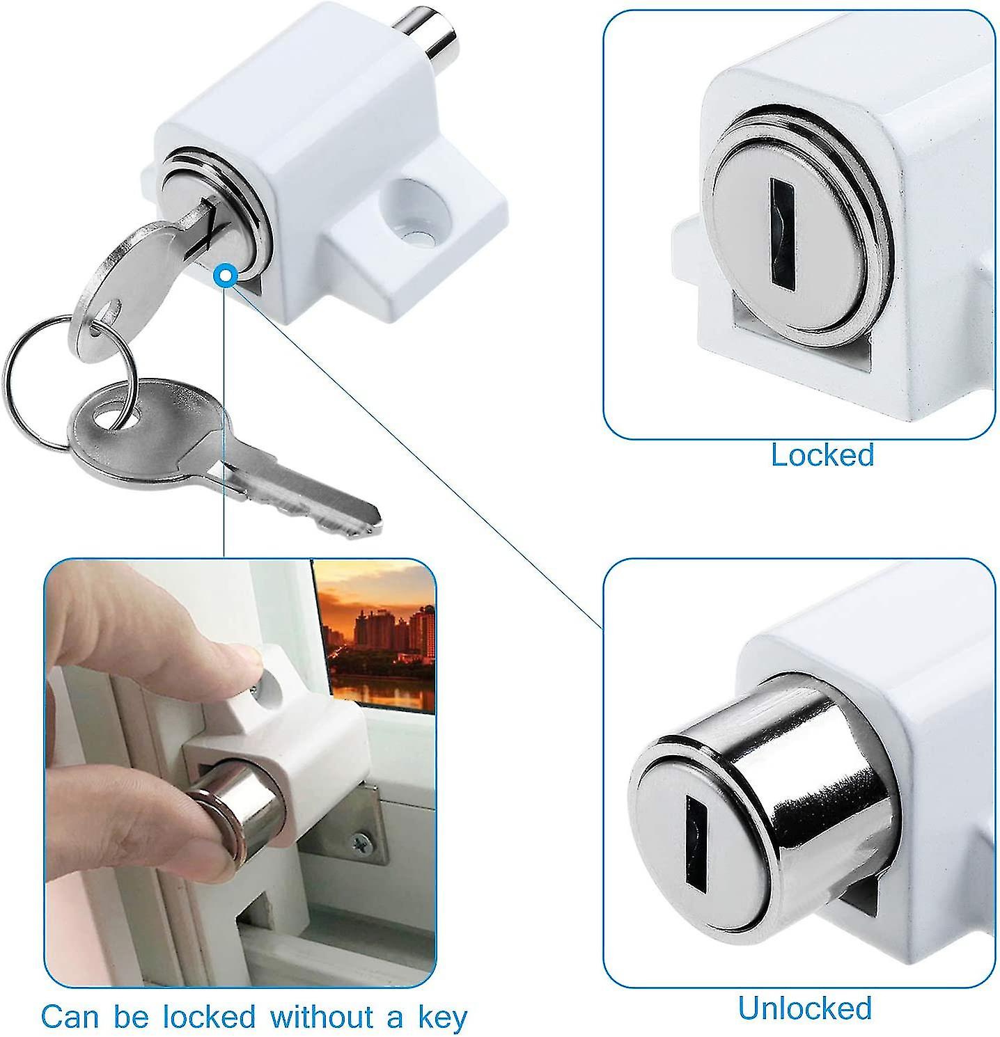 X White Sliding Patio Door Latches Fixed Bolt Window Security Lock For Child Safety