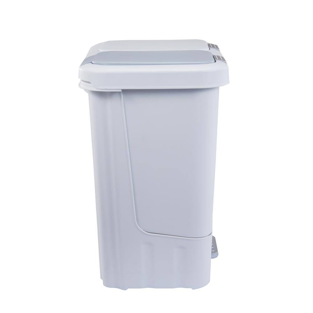 Step N' Sort 11 Gal. White Dual Plastic Trash and Recycling Bin with Slow Close Lid SNS402-W