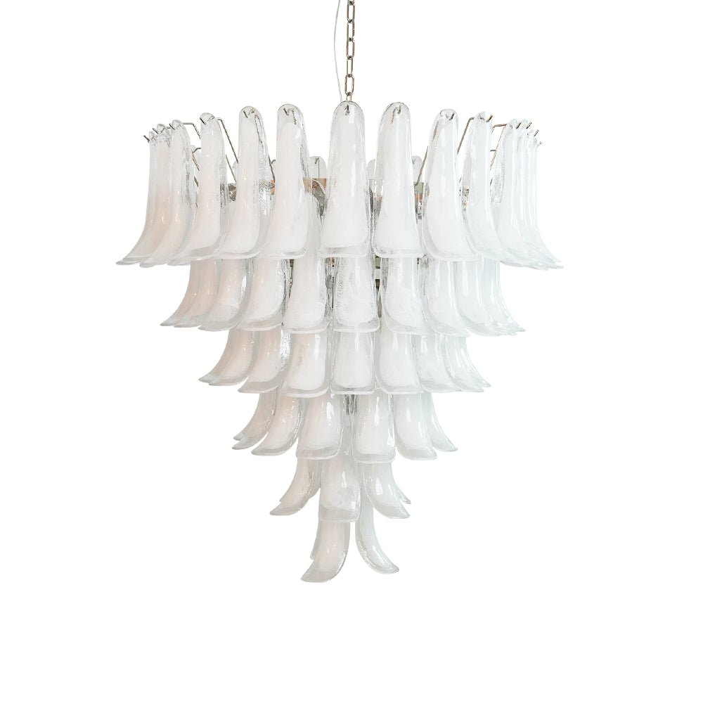 Murano White Glass Petals Chandelier