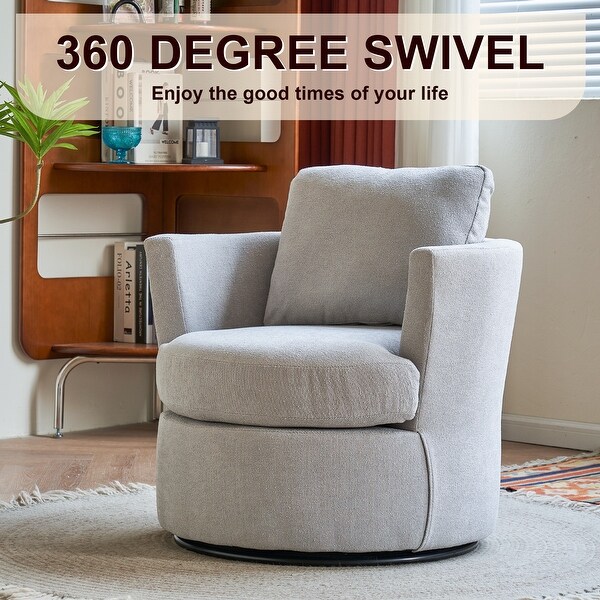 Swivel Barrel Chair，Comfy Round Accent Sofa Chair for Living Room，360 Degree Swivel Barrel Club Chair