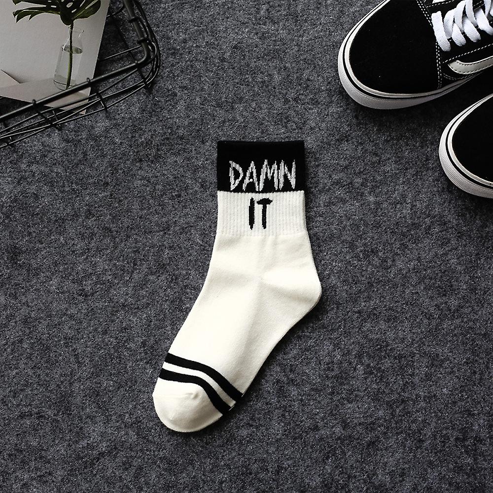 Funny Athletic Personality Cool Letter Print Cotton Fashion Man Woman Couples Socks  Red 2