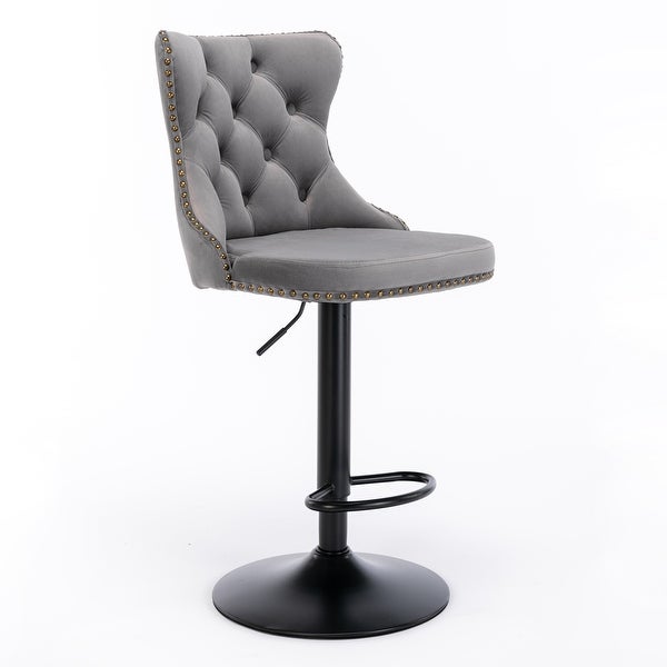 Swivel Velvet Barstools Adjusatble Seat Height from 25-33 Inch Upholstered Bar Stools with Backs