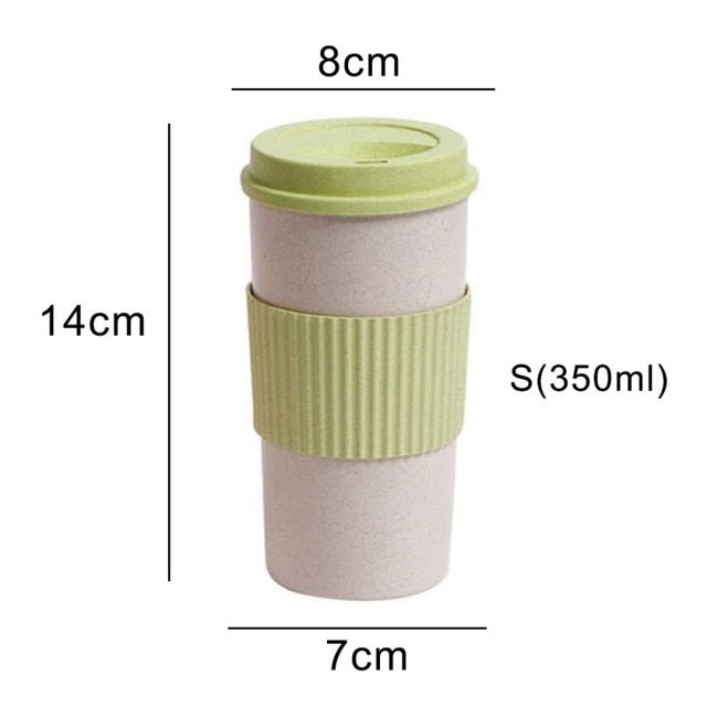 Wheat Fiber Straw Coffee Mug Double-wall Insulation Eco-friendly Coffee Cup Travel Leakproof Gift Mugs