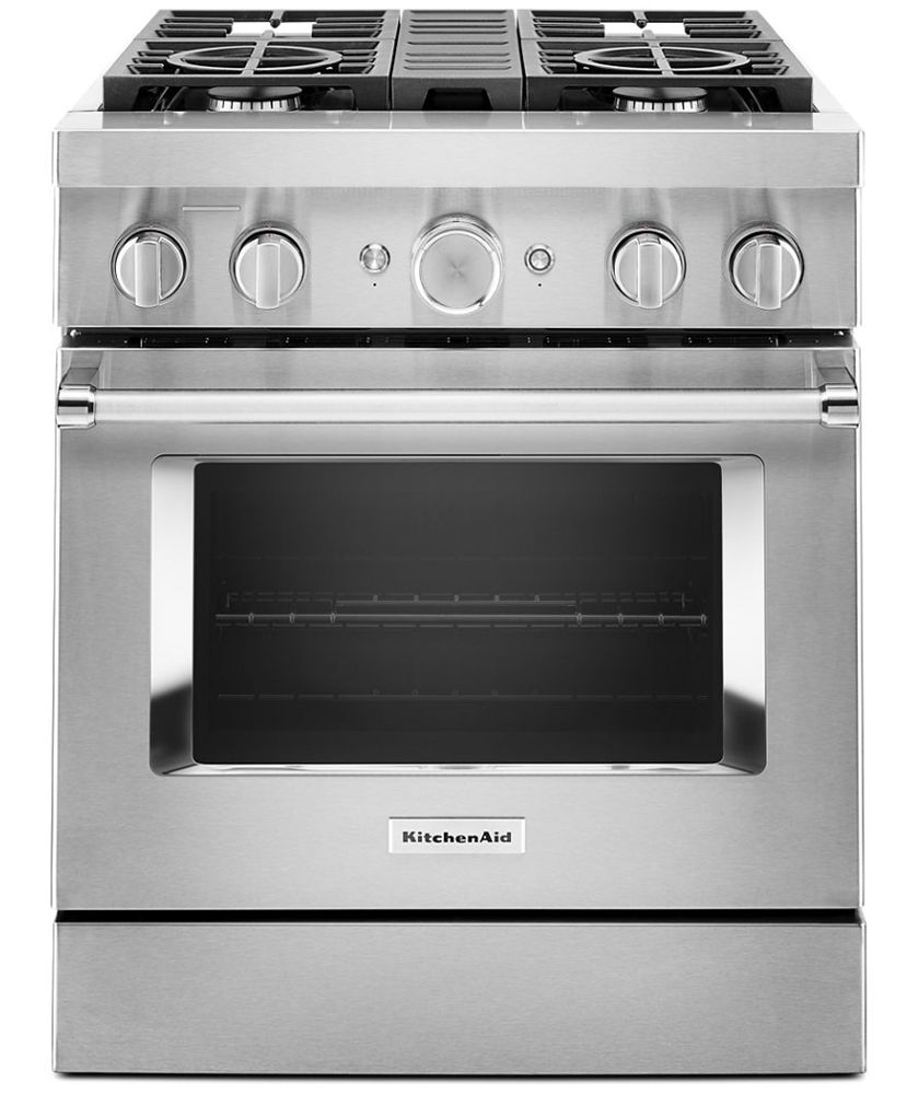 KitchenAid 30'' Stainless Steel Smart Commercial-Style Dual Fuel Range With 4 Burners