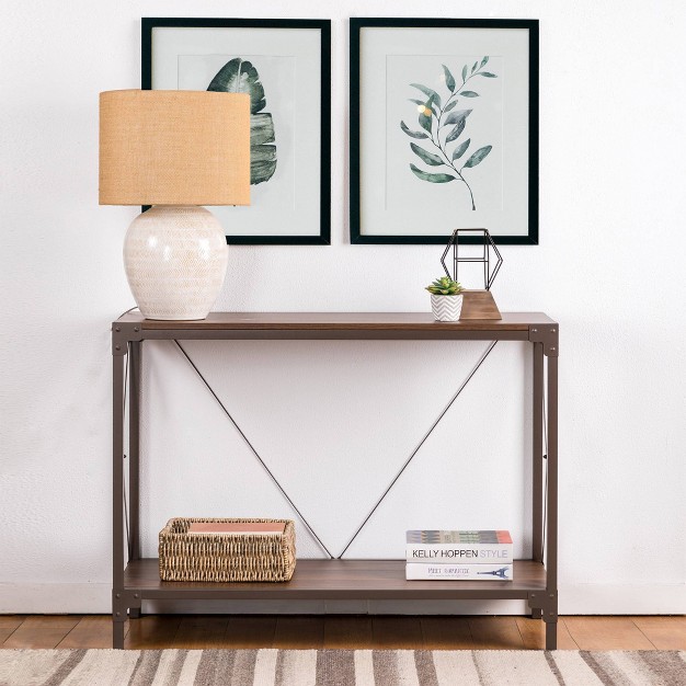 Modern Industry Metal wooden Console Table Glitzhome