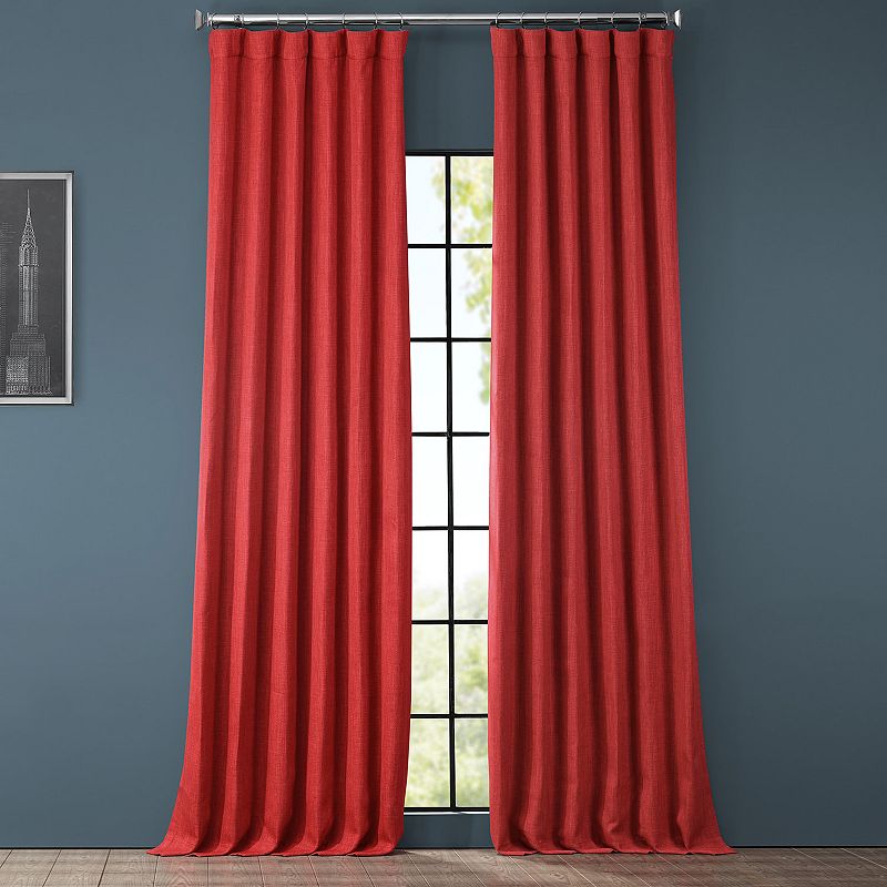 EFF 1-Panel Solid Faux-Linen Window Curtain