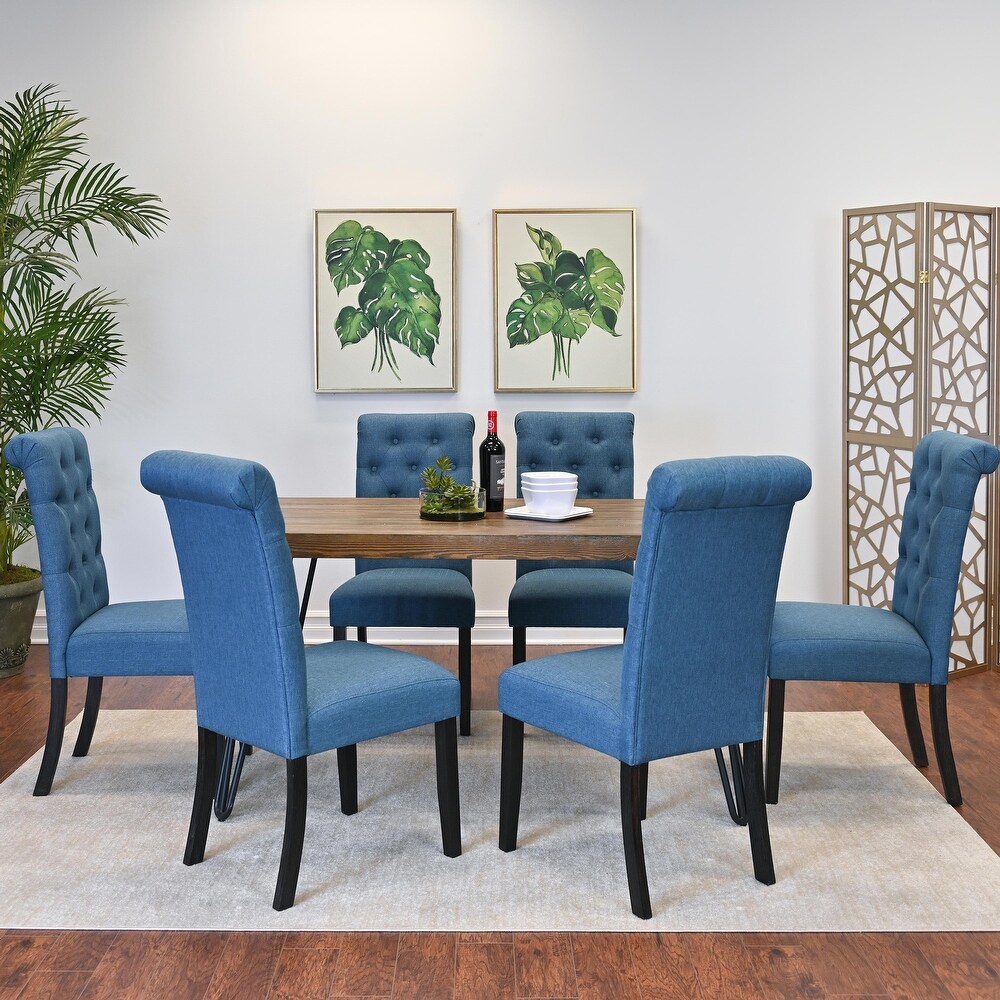 Roundhill Furniture Ashford 7 Piece Dining Set  Hairpin Dining Table with 6 Chairs