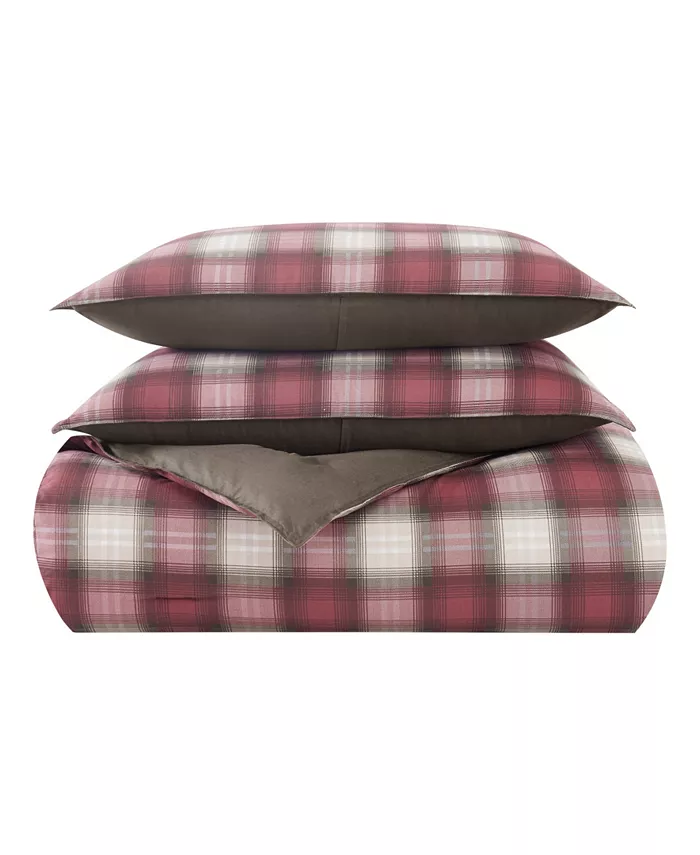 Eddie Bauer Navigation Plaid Red Reversible Comforter Set， Full Queen