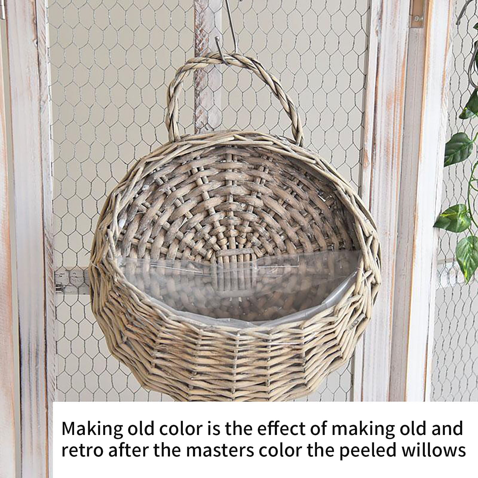 Handmade Woven Hanging Basket Storage Basket Flower Pot Hanging Wall Basket