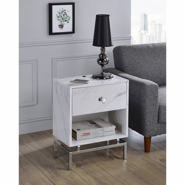 Brama Open Shelf End Table With Usb Port Homes Inside Out