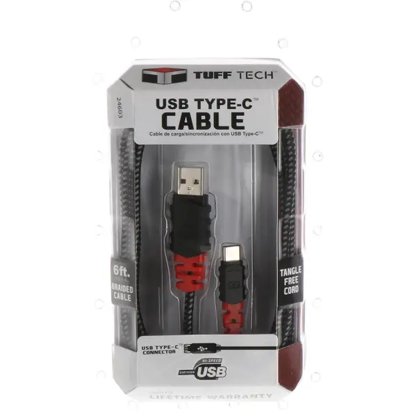 Tuff Tech 6' HD Braided USB Type-C Cable